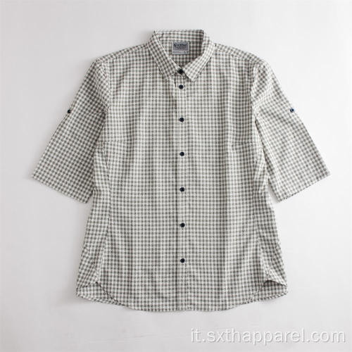 Camicia sportiva a maniche corte scozzese piccola da uomo traspirante